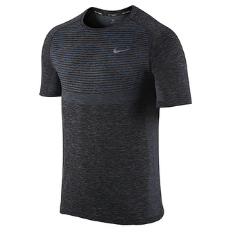 NIKE DRI-FIT KNIT SS, 10 | RUNNING | MENS | SHORT SLEEVE TOP | COOL GREY/BLACK/REFLECTIVE SIL | XL