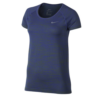 W NK DF KNIT TOP SS, 10 | RUNNING | WOMENS | SHORT SLEEVE TOP | PALM GREEN/PARAMOUNT BLUE | S