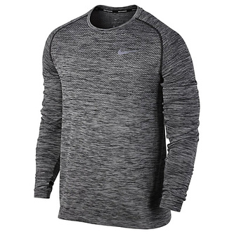 M NK DF KNIT TOP LS, 10 | RUNNING | MENS | LONG SLEEVE TOP | BLACK/HTR | L