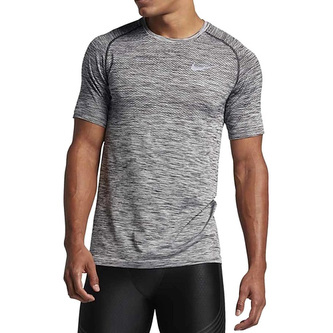 M NK DF KNIT TOP SS, 10 | RUNNING | MENS | SHORT SLEEVE TOP | BLACK/HTR | XL