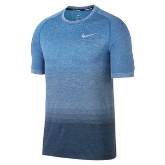 M NK DF KNIT TOP SS GRD, 10 | RUNNING | MENS | SHORT SLEEVE TOP | BLUE JAY/WOLF GREY/THUNDER BLU | L