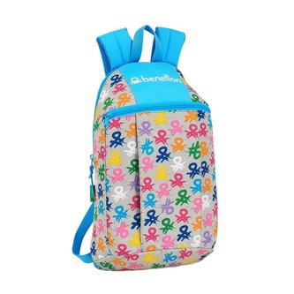 Jednoduchý mini batoh Benetton: Logo vzor 821 12052 (objem 8,5 litrů|22 x 39 x 10 cm) šedý polyester