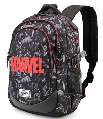 Školní batoh Marvel: Logo & Ikony (objem 22,4 litrů|30 x 44 x 17 cm) černý polyester