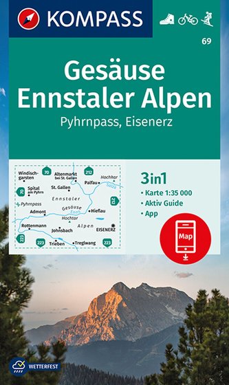 KOMPASS Wanderkarte Gesäuse, Ennstaler Alpen, Pyhrnpass, Eisenerz 1:35 000