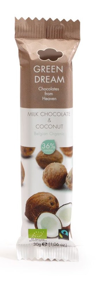 BIO mléčná čokoládová tyčinka s kokosem 30g*