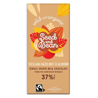 BIO mléčná čokoláda s chutí lískových oříšků a mandlí 37% 85g