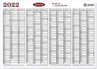 Plánovací roční mapa retro skládaná 2022 - nástěnný kalendář