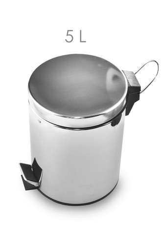 Koš nerezový pedálový kulatý s plast. vložkou 5 L