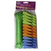 HP Šňůra 20 m pletená + 12 ks kolíčků JUMBO, 23x10x4, plast, mix barev