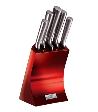 Sada nožů Berlingerhaus ve stojanu nerez 6 ks Burgundy Metallic Line
