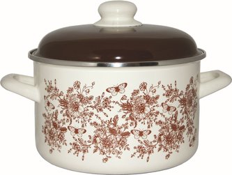 Hrnec 2 l smalt s poklicí dekor květin a motýlů 16 cm