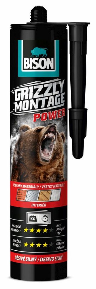 Lepidlo montážní Bison Grizzly Montage Extreme Power 370 g Lepidlo montážní Bison Grizzly Montage Extreme Power 370 g