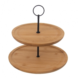 Podnos 2 patra na dort a cukroví bambus / kov