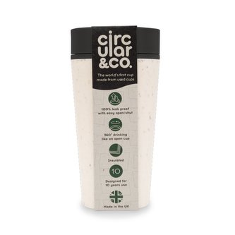 Kelímek na kávu /čaj s sebou 340 ml CIRCULAR CUP krémová/č