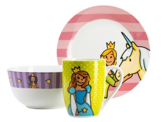 Sada dětská 3 díly princezna-hrneček, miska, talířek