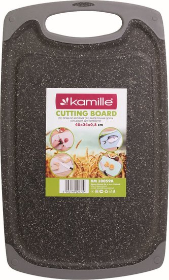 Prkénko kuchyňské 40x24x0,8 cm s drážkou plast mramorový e