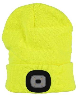 Čepice s čelovkou LED žlutá (USB nabíjení)