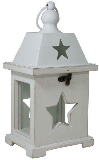 Lucerna dřevěná s hvězdičkami 26,5cm