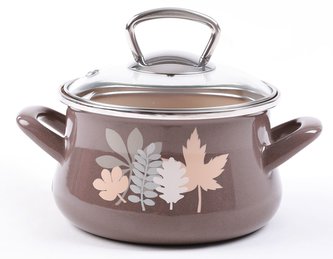 Hrnec smalt 17,5 cm / 2,2 l s poklicí elegant LÍSTKY