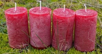 Svíčka sada 4ks válec, barva bordó - vůně svařené víno