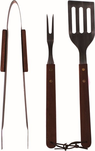Náčiní grilovací 3 ks dřevěná rukojeť plochá