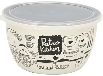 Miska smalt 1,75 l s plastovým víčkem dekor Retro kitchen