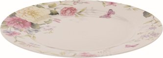 Talíř mělký dekor květiny kostní porcelán