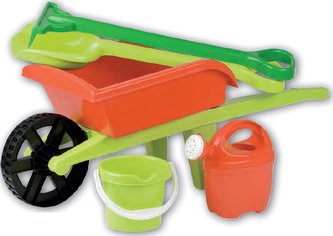 Kolečko dětské + 4ks zahradního nářadí