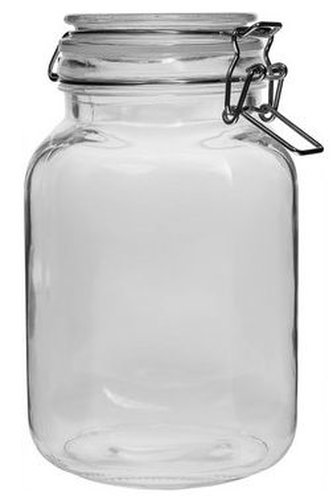 Dóza s pákovým uzávěrem 3 l hranatá sklo