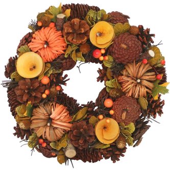 Věnec podzimní Papírové dýně 30cm