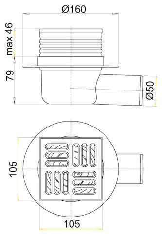 Vpusť podlahová boční APV1
