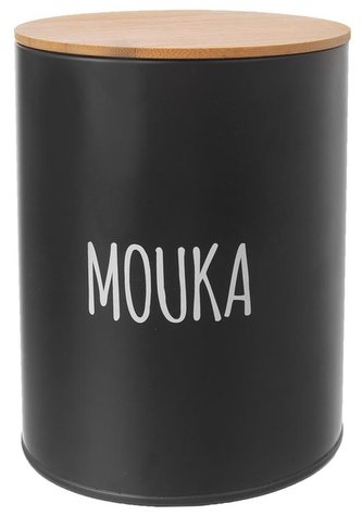 Dóza na mouku BLACK plech / bambus