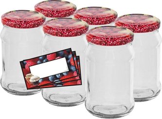 Sklenice zavařovací 300 ml 6 ks s víčkem s dekorem + etikety