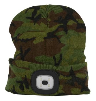 Čepice s čelovkou LED maskáčová (USB nabíjení)