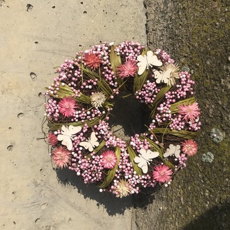 Věnec jarní růžový 26 cm