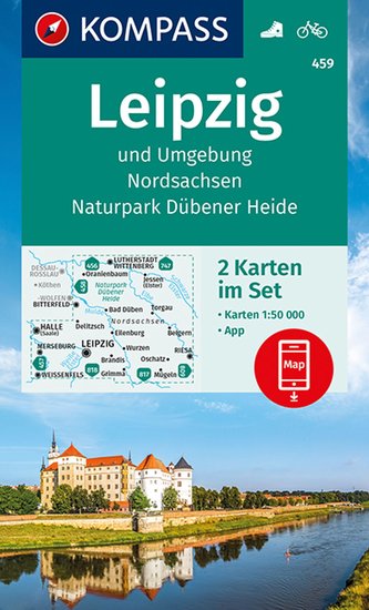 KOMPASS Wanderkarte Leipzig und Umgebung, Nordsachsen, Naturpark Dübener Heide 1:50 000