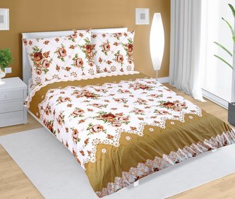 Povlečení bavlněné - hnědá růže - 140x220, 70x90