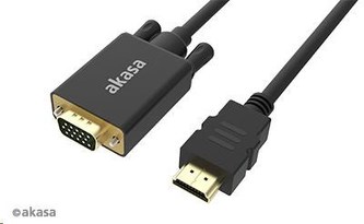 AKASA kabel HDMI na VGA, pozlacené konektory, 2m