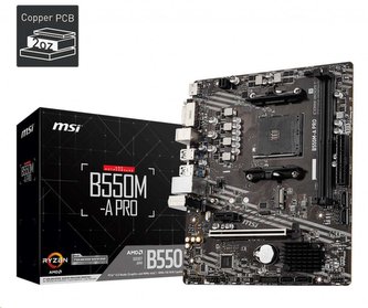 MSI MB Sc AM4 B550M-A PRO, AMD B550, 2xDDR4, 1xHDMI, 1xDVI, mATX