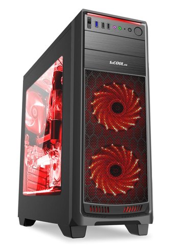 1stCOOL skříň GAMER 1, Full Tower, AU, USB 3.0, bez zdroje, Black