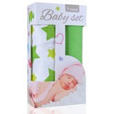 Baby set - bambusová osuška green stars / zelené hvězdičky + bambusová osuška green / zelená