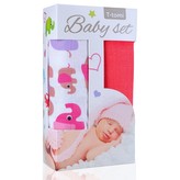 Baby set - bambusová osuška pink elephants / růžoví sloni + bambusová osuška pink / růžová