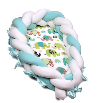 Pletené  hnízdečko 2v1, green elephant