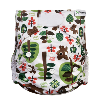 Kalhotková plena AIO - přebalovací set suchý zip, trees