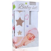 Baby set - bambusová osuška beige stars / béžové hvězdičky + bambusová osuška white / bílá