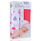 Baby set - bambusová osuška hearts / srdíčka  +  bambusová osuška pink / růžová