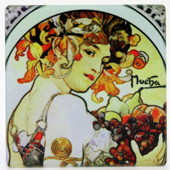 Magnetky na lednici čtverec 6 cm Ovoce Mucha