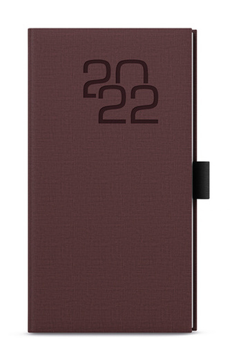 Týdenní kapesní diář Fabric bordó