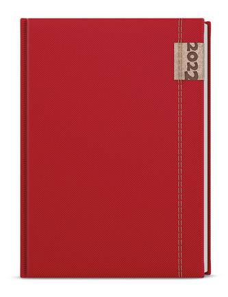 Týdenní A5 diář denim červená