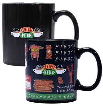 Černý proměňovací keramický hrnek Friends|Přátelé: Quotes - Citáty (objem 350 ml)